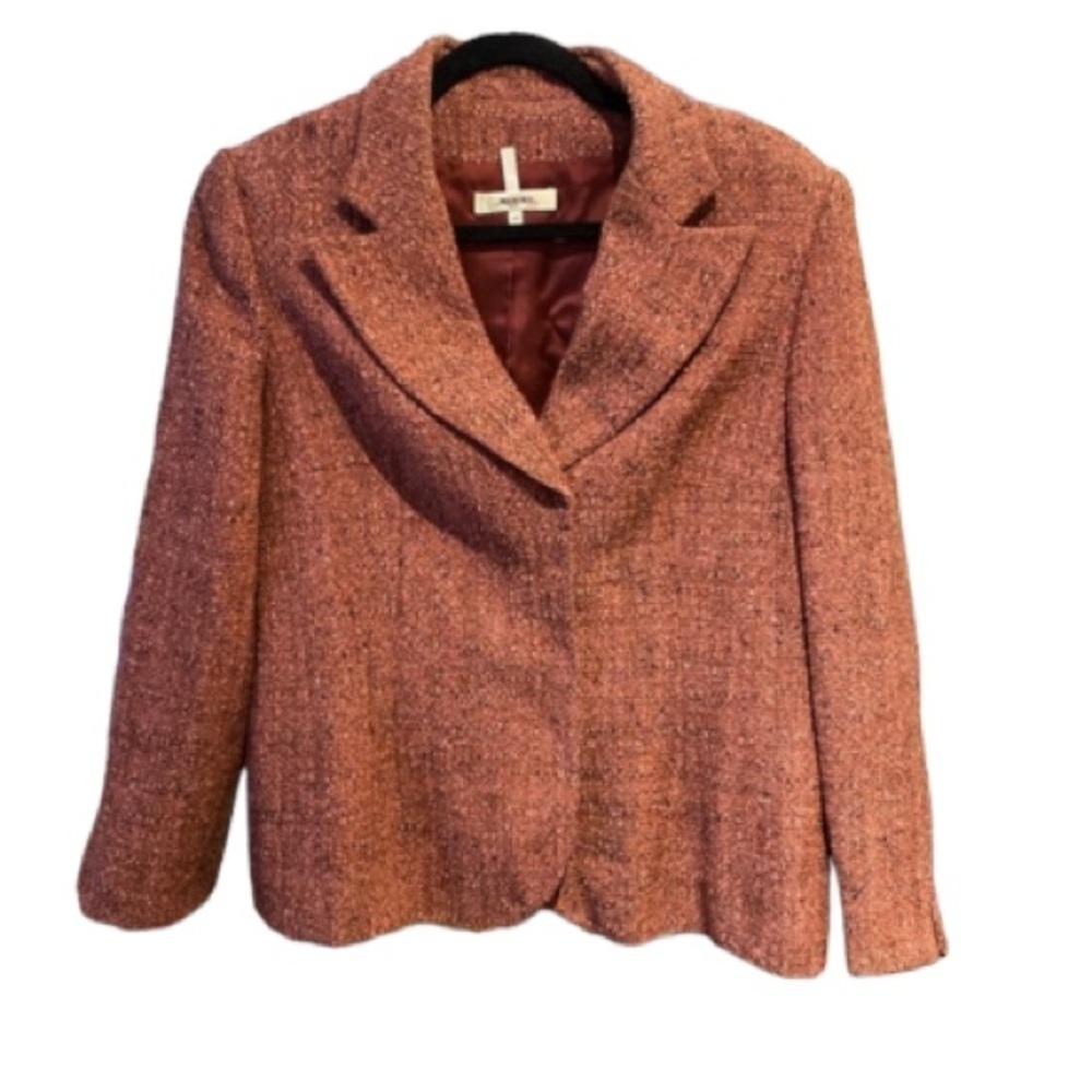 Rodier rusted tweed jacket wool blend with belt loops